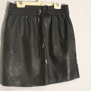 Dynamite Ladies Size XS Black Faux Leather Mini Skirt w/ Elastic Waist & Ties